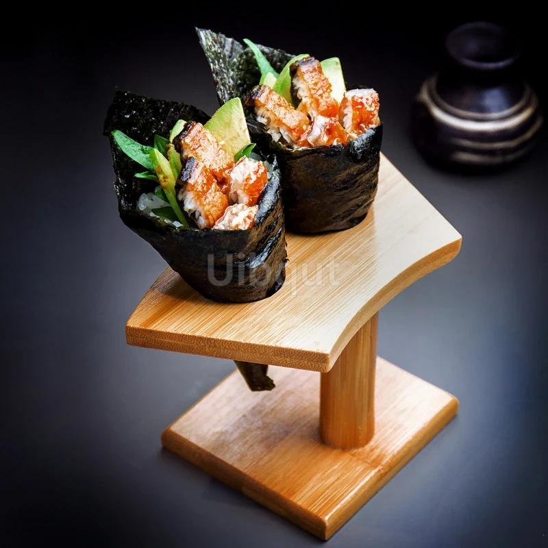 Bamboo and Wood Hand Roll Holder Porphyra Roll Sushi Rack Sushi Container Japanese Sushi Rack Wooden Tableware Ice Cream Rack