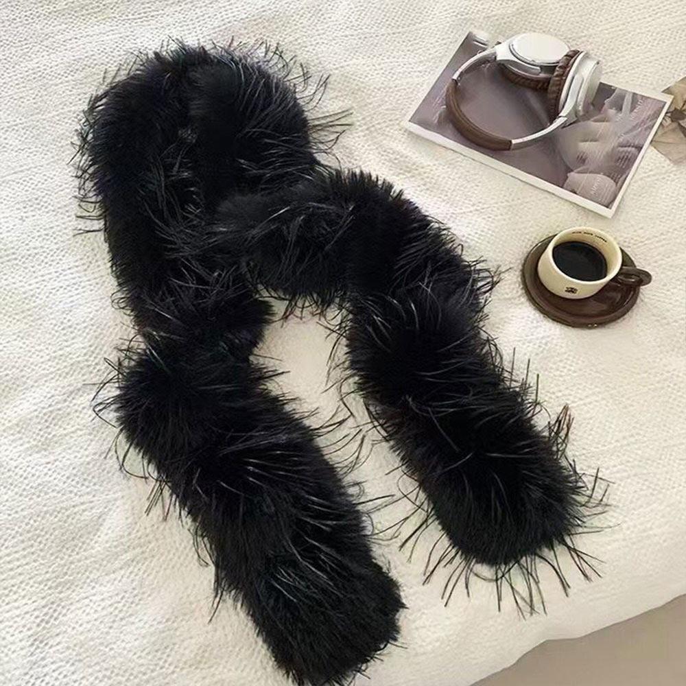 180cm Y2K Girl Scarf Party Ladies Tassels Scarves Fashionable Plush Long Strip Scarf Outdoor