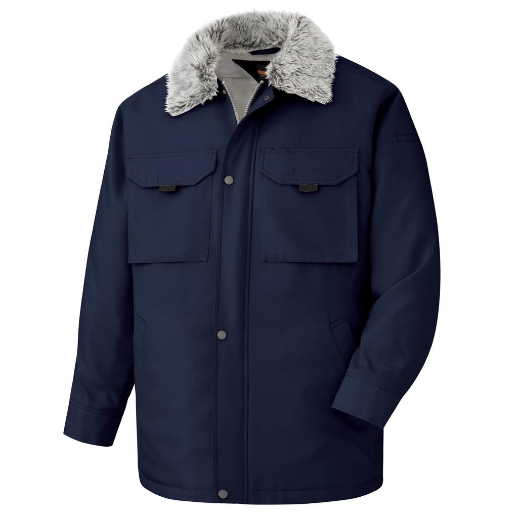 Midori Anzen Long Sleeve Castro with Size 5L Coat, Water-Repellent Boa, Navy, M4047,