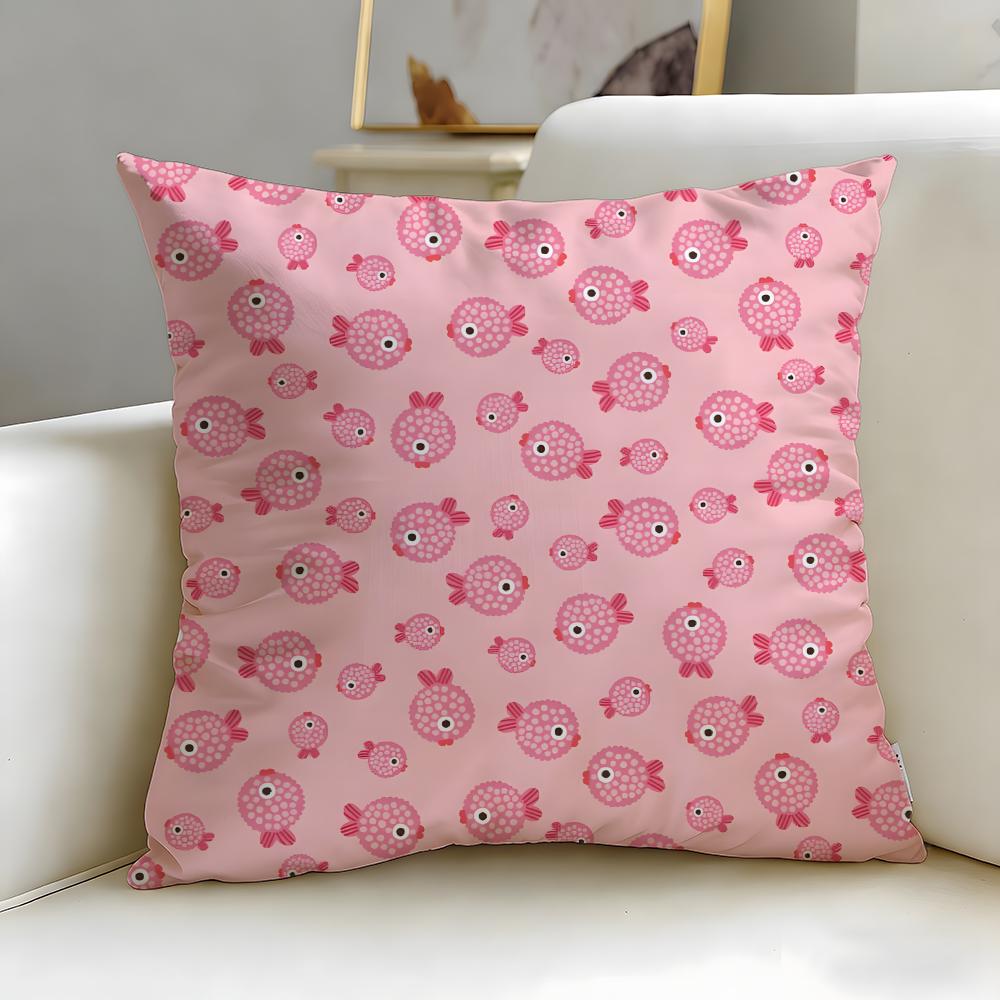 Artistic border Cushion Cover Soft  EasyWash Pillow Case  Versatile for Couch Bed Travel and Office