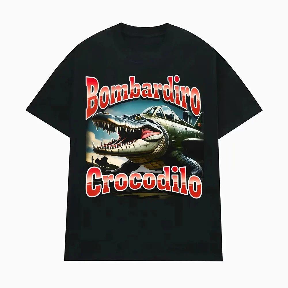 Bombardino Crocodilo Meme T-Shirt Men Women Short Sleeve Cotton Tees Funny Graphic T-shirt Y2k Outfit Summer Tops Men's Clothing