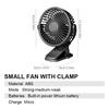 USB Rechargeable Table Fan Clip-on Type Portable Mini Desk Fan Hanging Clip Fan Night Light Air Cooler Outdoor Fans