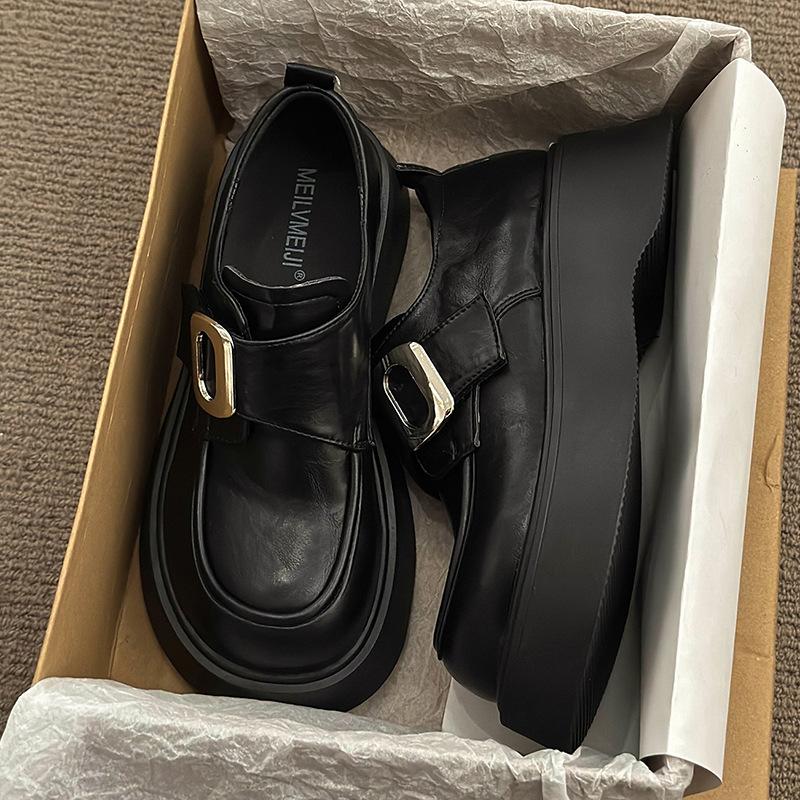 Коричневые туфли на высокой платформе в британском стиле, женские, новые, весна-осень 2025 года, универсальные, юбка, мокасины Мэри Джейн