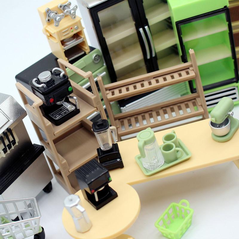 Dollhouse Grid Space Mini Coffee Pot Micro Scene Model Diy Kitchen Family Toy Doll Girl Gift Dollhouse Furniture Accessories