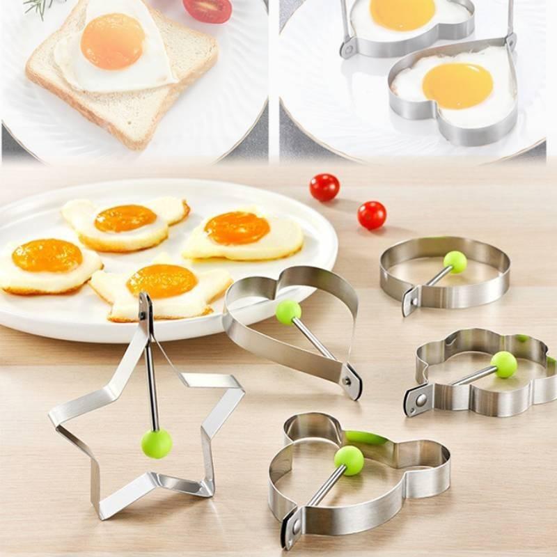 Durable Stainless Steel Egg Mold Set With Heart Star Shapes For Perfect Fried Eggs And Rice Cakes