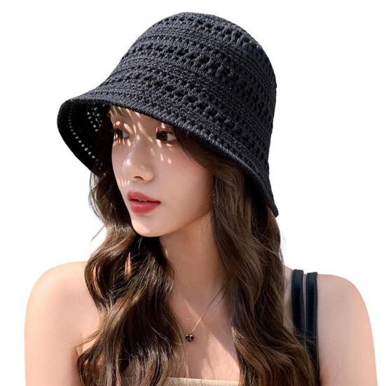 Женская шляпа рыбака с ажурным дизайном, солнцезащитная шляпа с широкими полями, однотонная, V-образная защитная летняя пляжная шляпа