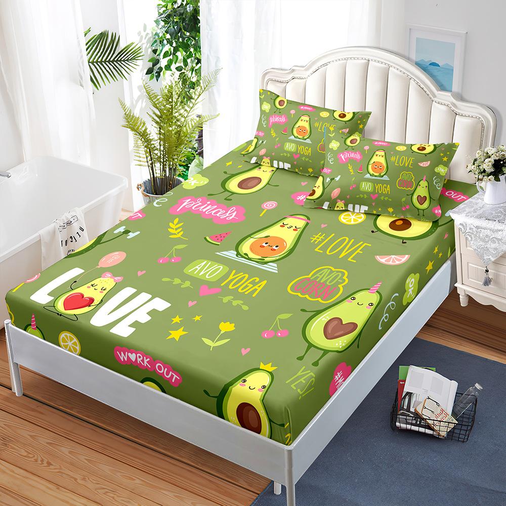 Mattress Three-Piece Illustration Cartoon Bedspread Pillowcase Mattress Protective Cover