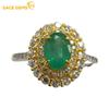 925 Sterling Silver Rings for Women Natual Emerald Gemstone Ring Wedding Engagement Band Fine Jewelry