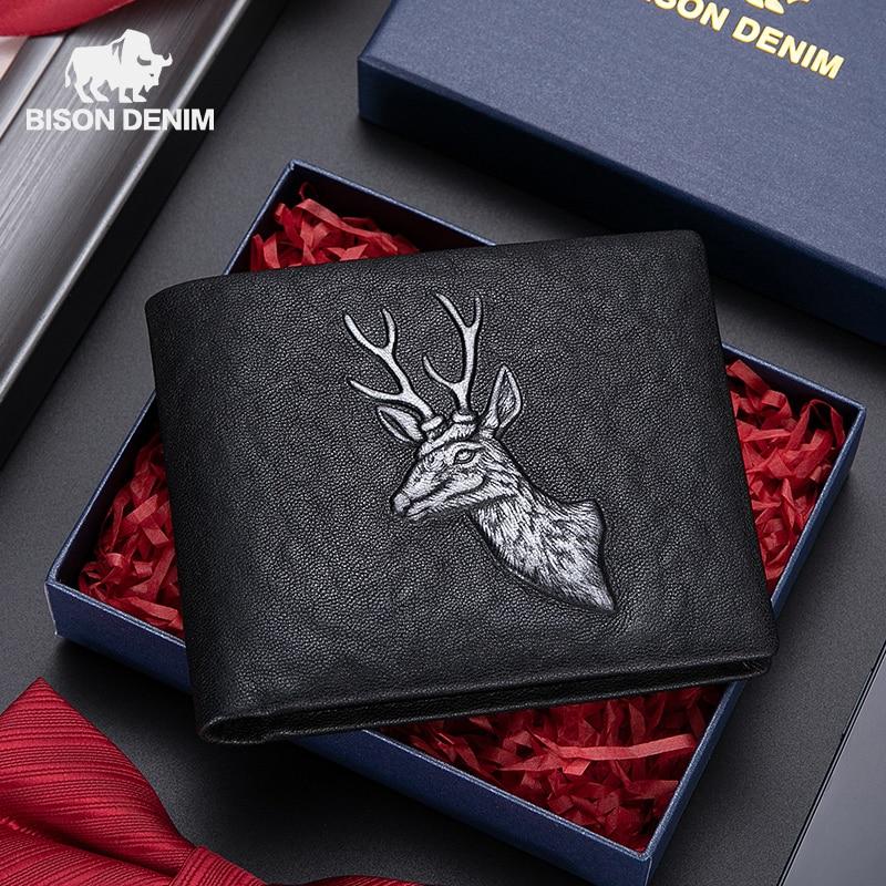 Bison Denim Мужской короткий кошелек из натуральной кожи, кошелек-визитница