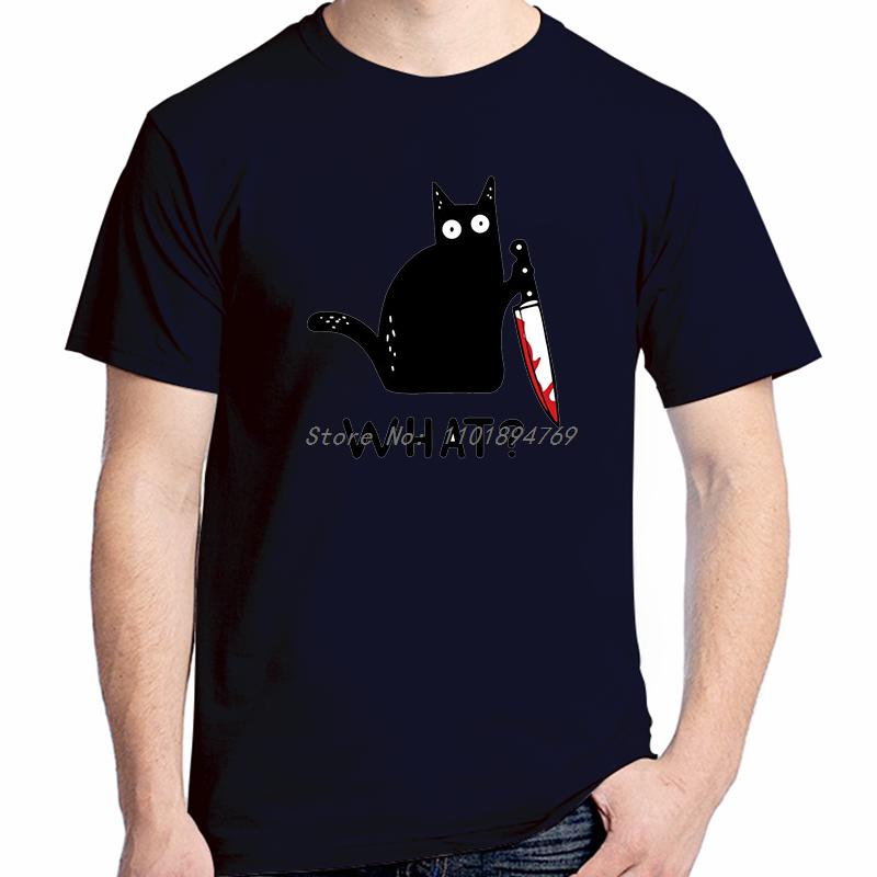 Funny Cat With Knife Hallow Pew Pew Cat Fashion Tees Tops Summer Cotton New Shirts And Tshirts Unisex Oneck Print T Shirt