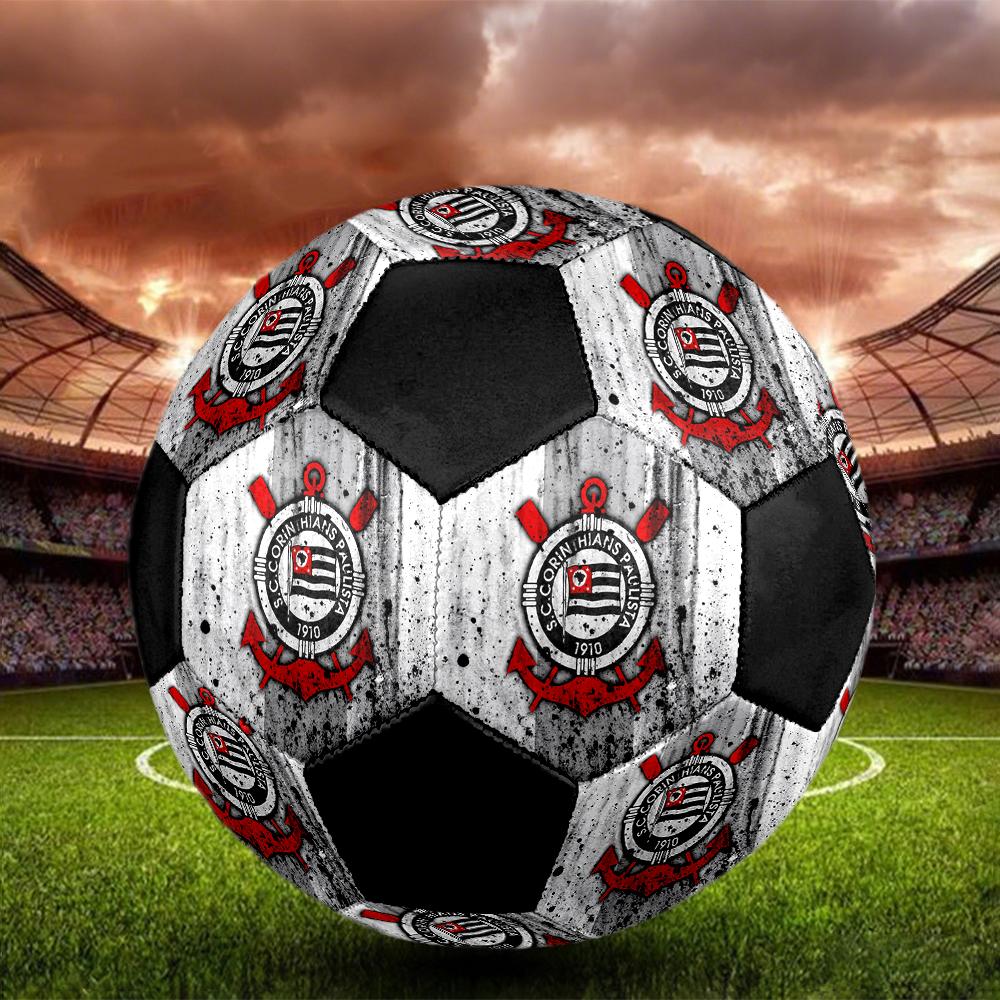 Футбольный мяч Corinthians, разноцветный, подходит для всех возрастов, машинная сшивка, материал ПВХ, соревновательного уровня, прочный и с высоким отскоком