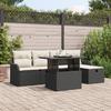 vidaXL 6-piece Garden Sofa Set with Cushions Black Poly Rattan 3361036
