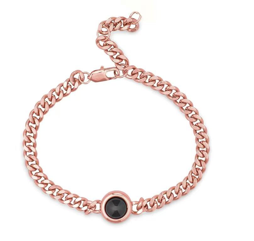 Персонализированный браслет с проекцией 'Я люблю тебя' на 100 языках - Браслет-бенгл из нержавеющей стали с кубинским плетением для мужчин и женщин