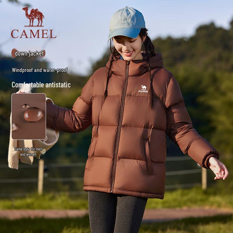 Camel Унисекс водоотталкивающая куртка с капюшоном и 90% пуха