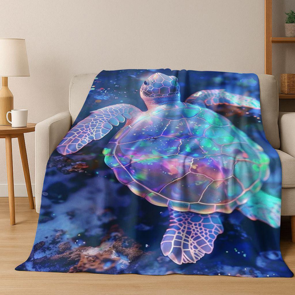 26 Style Underwater World Sea Dolphin Turtle Coral Art Flannel Blanket,Cozy Soft Throw Blanket for Home Bedroom Bed Sofa Kids