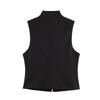Womens Vintage Stand Collar Sleeveless Vest Slim Fit Crop Top Streetwear Black