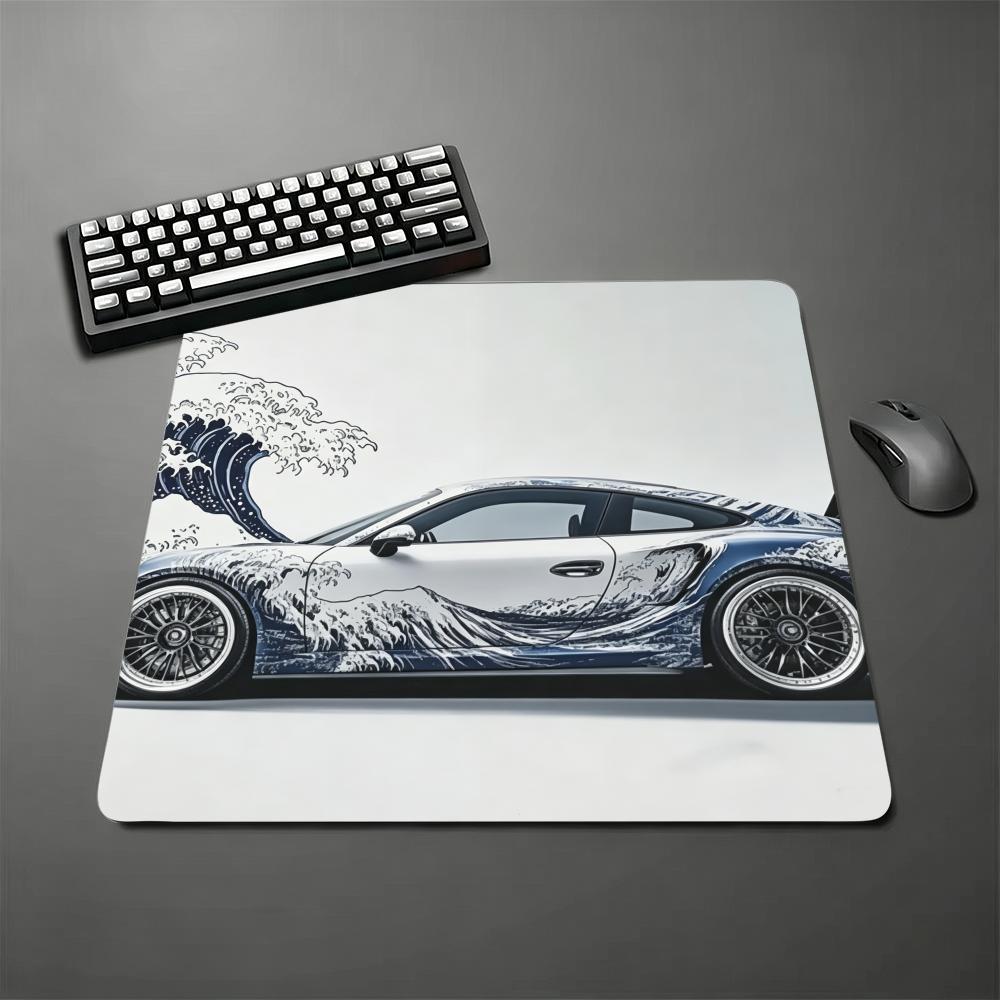 Ukiyo‑e Wave Sports Car Mouse Pad Large Square Computer Office Game Table Mats Rubber Anti-slip Mousepads Small Decor Desk Pad