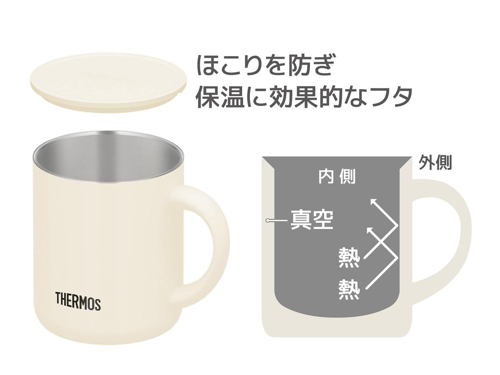 Thermos Кружка из нержавеющей стали с вакуумной изоляцией 280 мл молочно-белая MWH JDG-281C