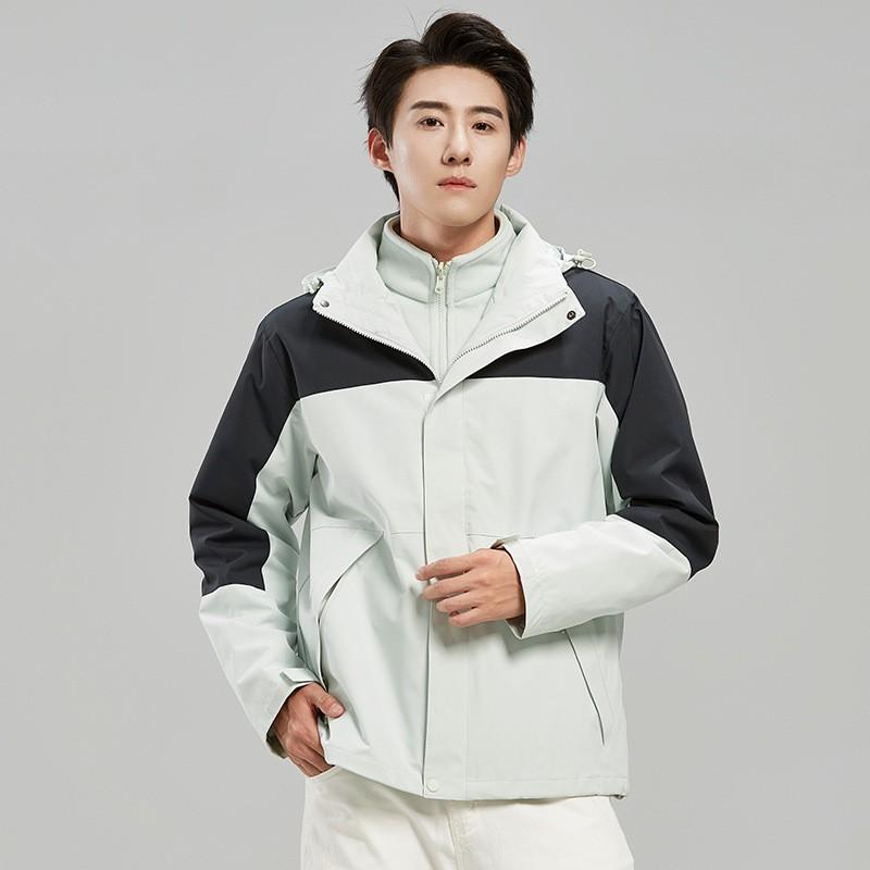Mens Winter 3-in-1 Detachable Hooded Jacket With Fleece Liner Warm Windproof Loose Fit Outdoor Coat Hiking Daily Wear
