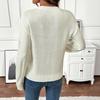 European 2026 Korean-Style Loose Round Neck Sweater with Ribbed Hem & Floral Embroidery for Women, Autumn/Winter Collection.