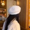 Женская шляпа Милый и очаровательный Бантик Мех кролика Плюшевый берет - Теплая шляпа художника для осени и зимы