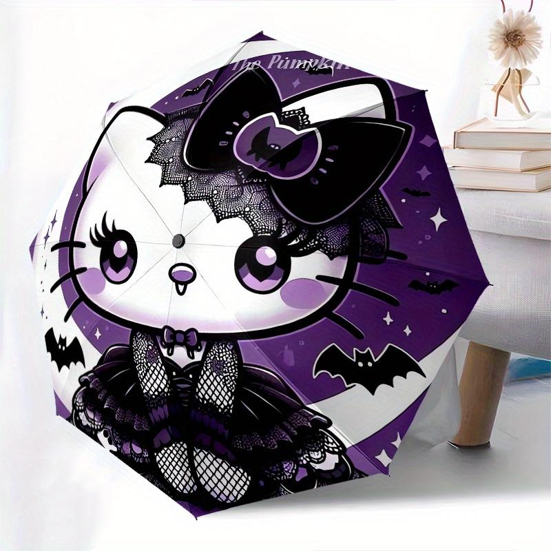 Hello Kitty,Halloween Automatic Folding Umbrella-Simple 8-Rib Design, Bright Cartoon Pattern, Durable Iron Frame, Suitable For Travel, Outdo