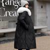 European and American white fur collar cotton clothes women's winter new thin fashion medium and long knee waist coat coat