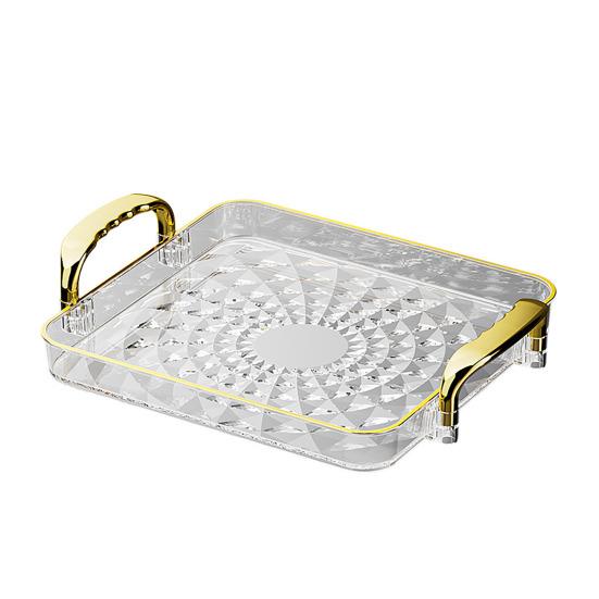 Прозрачный поднос для подачи с ручками, многоцелевой поднос для фруктов, закусок, десертов для домашних вечеринок, штабелируемый, декоративный, для хранения, кухонный органайзер