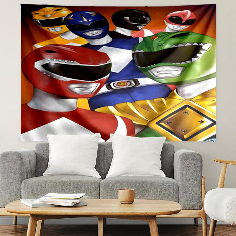 Mighty Morphin Power Rangers Print Tapestry, Lightweight Wall Hanging, for Bedroom, Dorm, Living Room, Home Art Decor - Birthday Christmas Gift for Fr