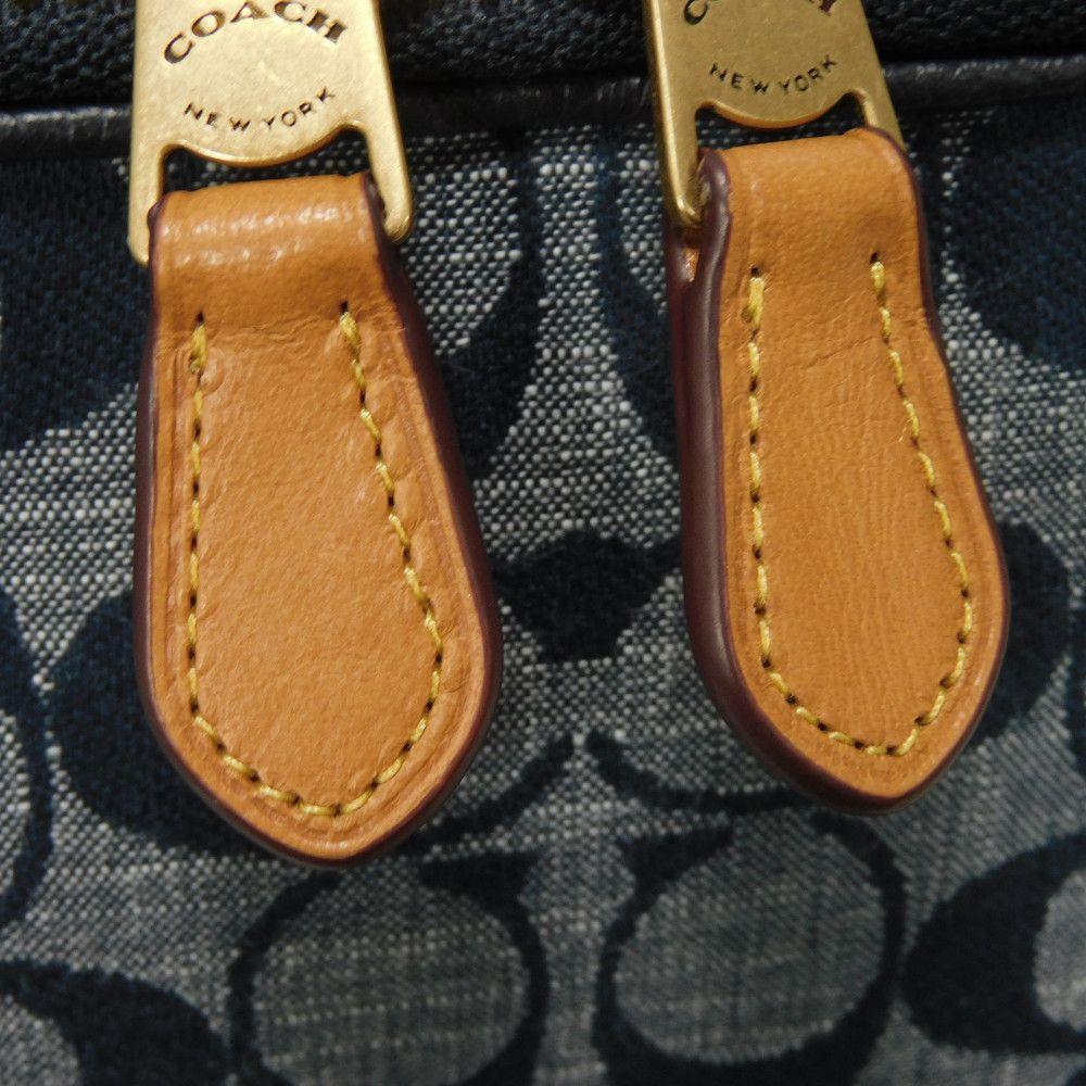 Used 9726 Stanton Crossbody Bag C8235 7921, Excellent Condition, Denim and Pebble Leather, All-Over Print Signature