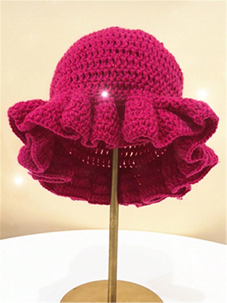 Женская осенне-зимняя уличная мода, уникальная вязаная шапка ручной работы крючком с присборенными полями, красочная шапка-бини для вечеринок, унисекс для повседневной носки, Хэллоуин