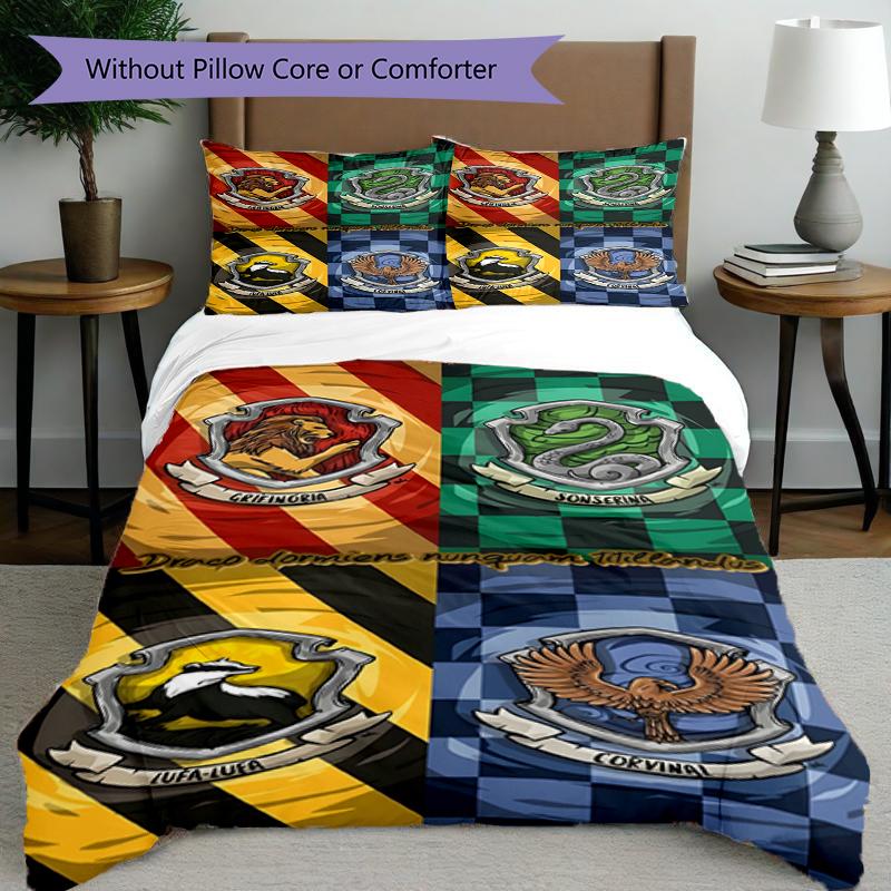 3pcs Duvet Cover Set (1*Duvet Cover + 2*Pillowcase, Without Core),Harry Potter Print Bedding Set, Bedroom Decor, All‑Season, Birthday Gift