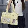 Korean Sweet Cute Bow Tote Bag Women Transparent Large Capacity Ita Backpack Ladies Solid Color Preppy Style Crossbody Bag Chic