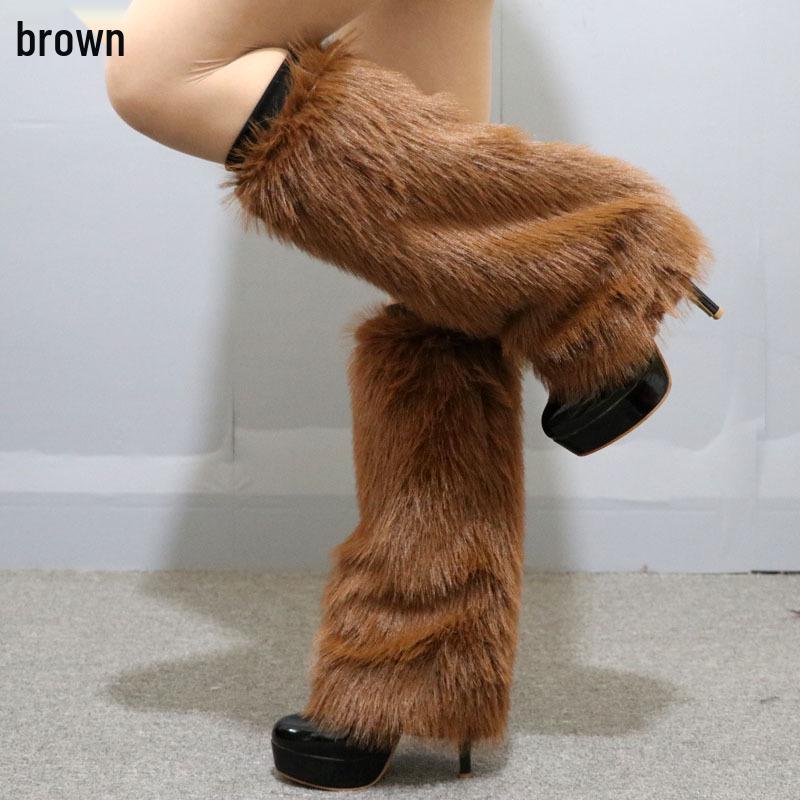 Леопардовый принт Искусственный мех Плюшевые гетры: Длинные и короткие стили для осени/зимы, идеально подходят для сценических выступлений и чехлов для ботинок.