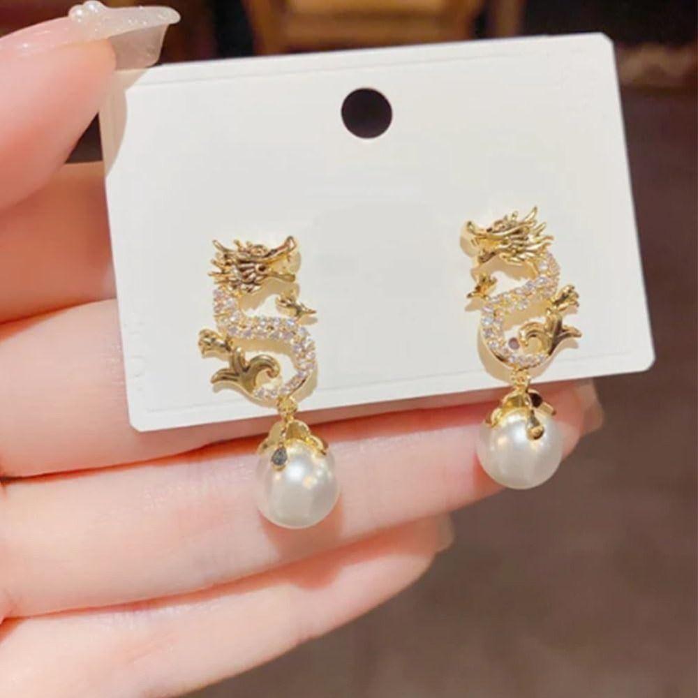 Висячие серьги с драконом зодиака, новогодние серьги китайского зодиака, висячие серьги с драконом из бисера, женские серьги