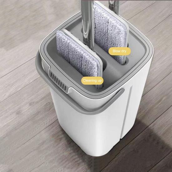Double-Tank Barrel System Mop Bucket Set Self-Cleaning Mop with 6 Cleaning Cloth 360 Degree Rotating