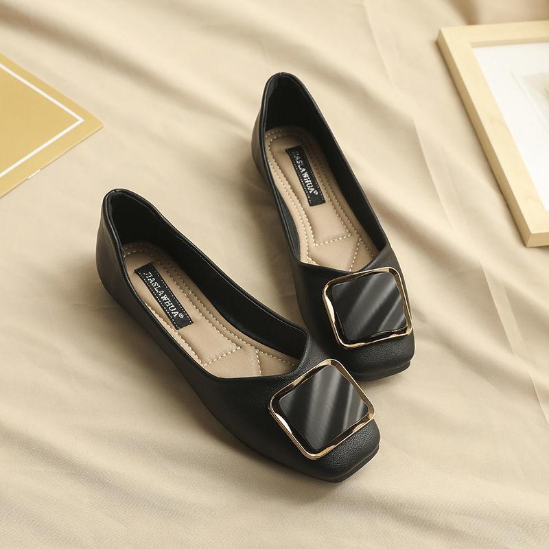 2025 новые однопедальные туфли на плоской подошве с мелким вырезом, женские весенне-осенние, нежные вечерние, удобные, с мягкой подошвой, универсальные туфли-дудочки