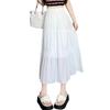 1 шт., белые шифоновые юбки из полиэстера, длинные юбки, юбки трапециевидной формы с высокой талией, летние эластичные винтажные юбки