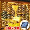 100-300LED Solar Curtain Lights Christmas Fairy Garland String Light Xmas New Year Wedding Party Decoration Outdoor Garden