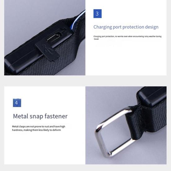 Повязка на руку для бега со светоотражающими полосами, перезаряжаемая от USB, яркий ночной свет, регулируемая светодиодная лента для велоспорта, пеших прогулок, занятий спортом на открытом воздухе, безопасный браслет