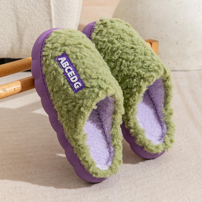 Модные хлопковые тапочки осень-зима милые домашние тапочки на толстой нескользящей подошве теплые парные тапочки на мягкой подошве женские