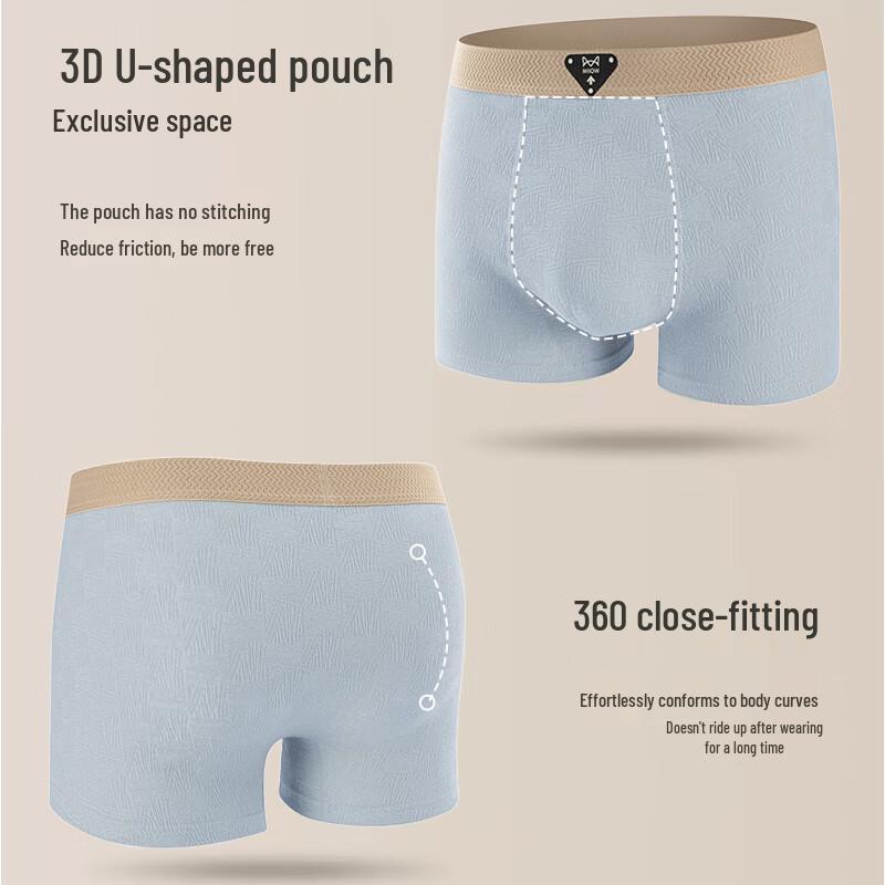 MIIOW Мужские хлопковые антибактериальные боксеры-брифы класса А, 4 штуки