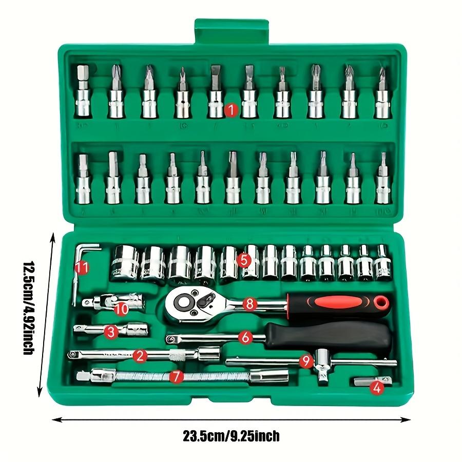 46pcs Professional Ratchet Tool Set - Equipped with A Torque Wrench, Screwdrivers, and Portable Essential Tools for Car and Motorcycle Maintenance