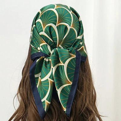 Luxury Print Satin Silk Imitation Square Scarf Women Shawl Hijab Neckerchief Female Hair Ribbon Headband Fashion Wrap Bandana
