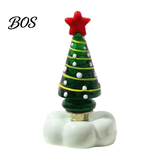 Crystal Tree with Star Topper Handmade Glass Christmas Ornament Top And Colorful Bead Details, Decorative Tabletop Trees Desktop Rotating Figurine for