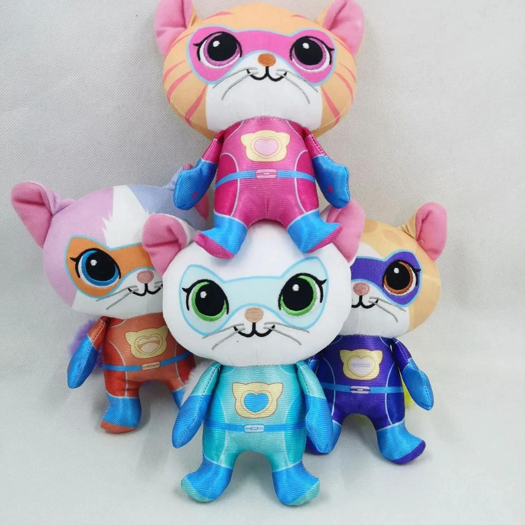 Crystal Super Soft Plush Toy Doll Blue Kitten Green Kitten Yellow Kitten Toy Super Kitties Team Anime Plush Toys doll Kids gift