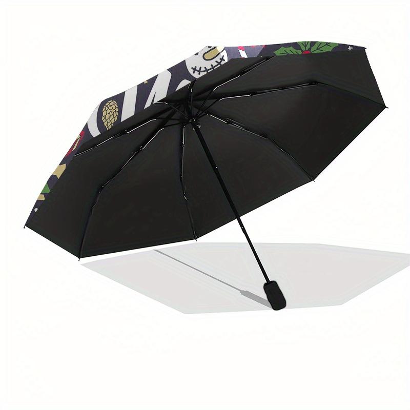 Merry ChristmasFestive Ornament CircleUmbrella, Portable 3-Fold Compact Umbrella,Christmas Gift ES421