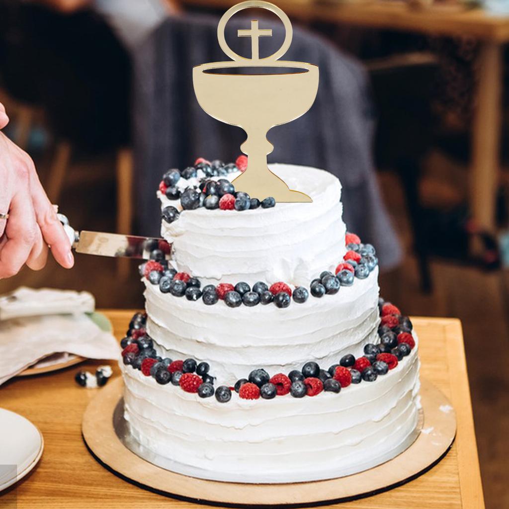 4Pcs Unique Cake Decorative Inserts Birthday Party Supplies Dessert Toppers Communion Baptism Cake Picks Photo Props