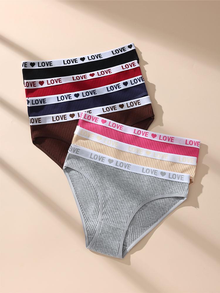 7PCS Women Panties Striped Briefs Sexy Women Low-Rise Breathable Cotton Panty Female Soft Underwear Ladies Underpants