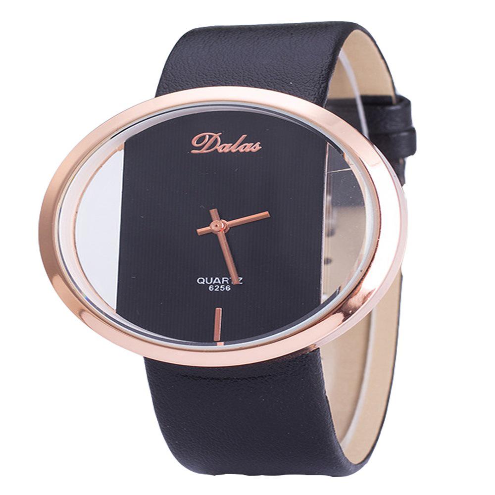 Модные повседневные часы-скелетоны с кожаным ремешком